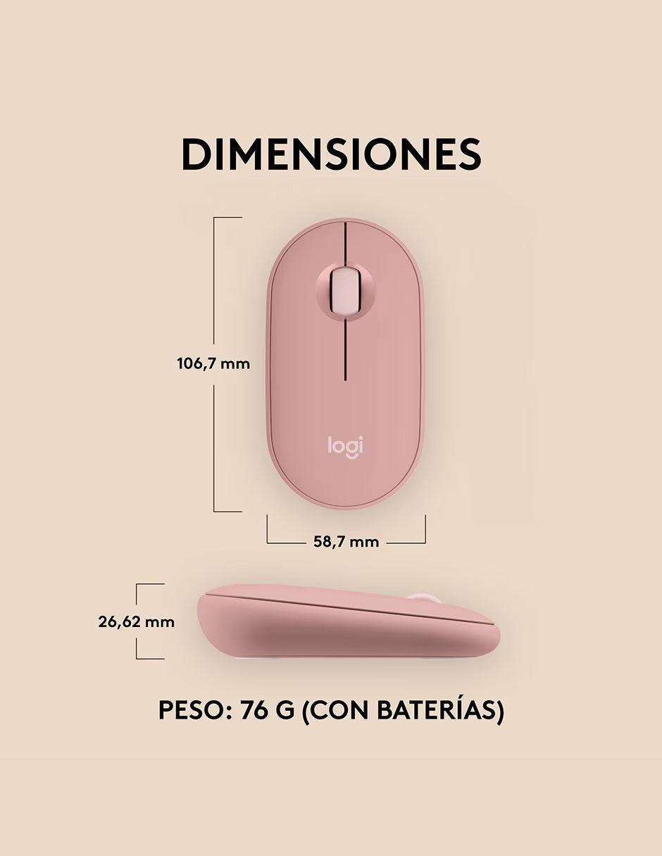 MOUSE LOGITECH PEBBLE 2 M350S BLUETOOTH/WIRELESS ROSE