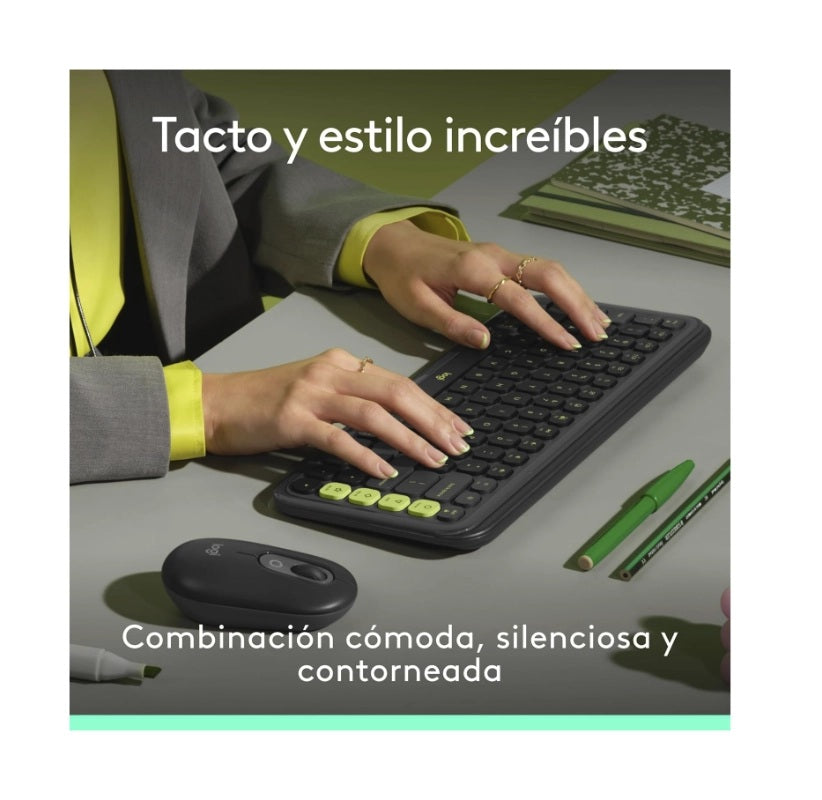 TECLADO LOGITECH + MOUSE POP ICON BLUETOOTH/WIRELESS ESPAÑOL / COPILOT/ GRAPHITE
