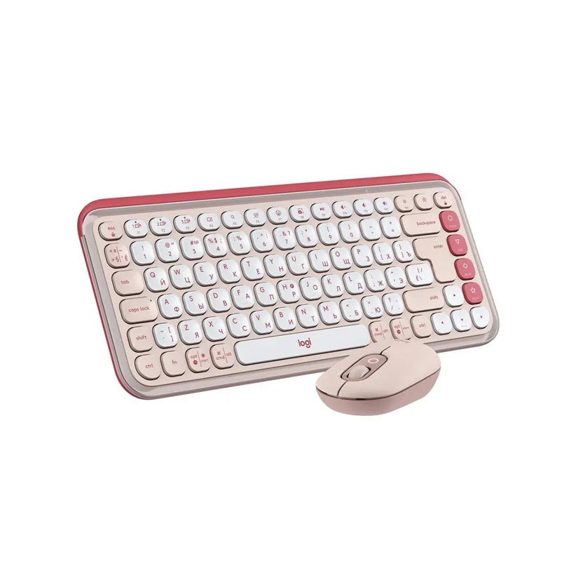 TECLADO LOGITECH + MOUSE POP ICON BLUETOOTH/WIRELESS ESPAÑOL / COPILOT/ ROSA
