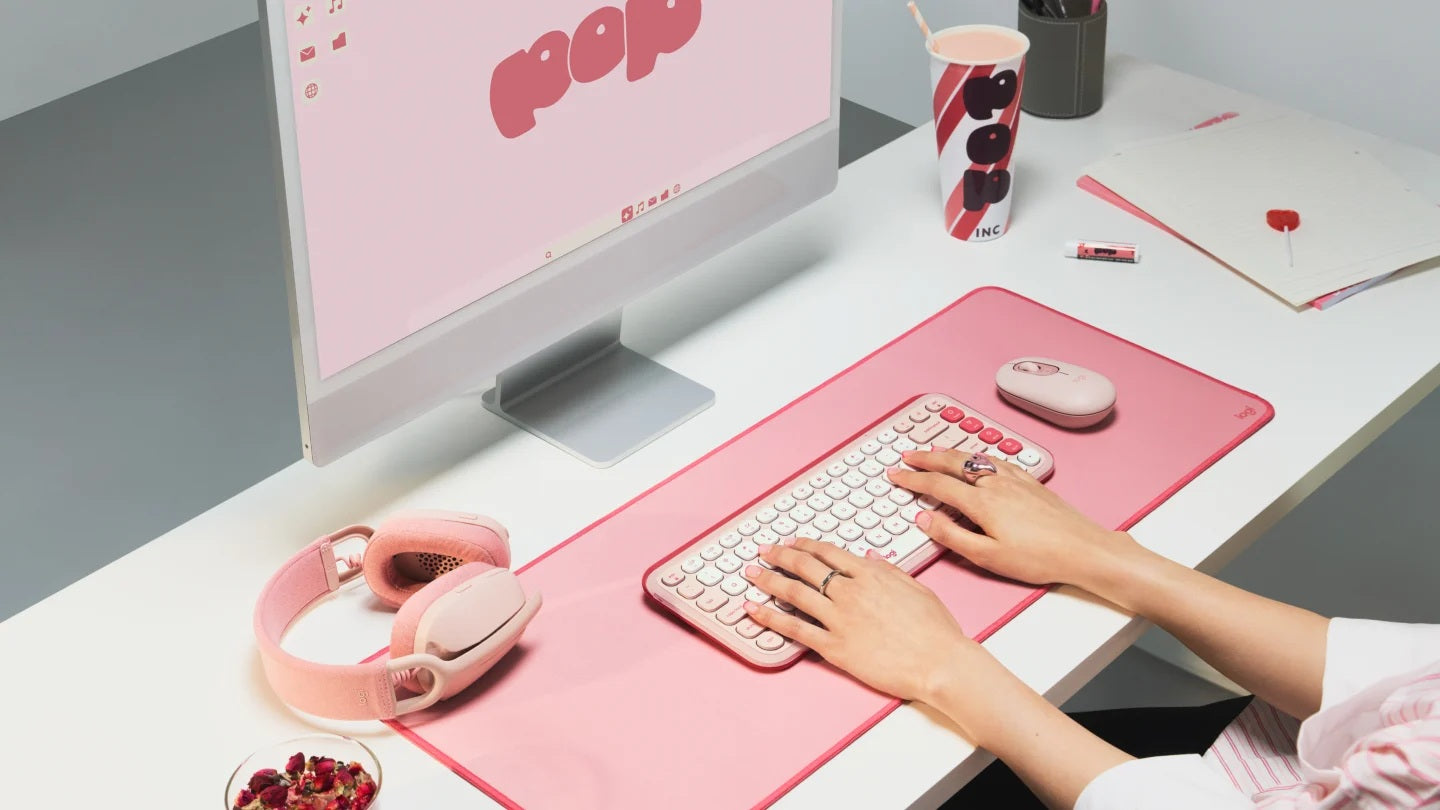 TECLADO LOGITECH + MOUSE POP ICON BLUETOOTH/WIRELESS ESPAÑOL / COPILOT/ ROSA