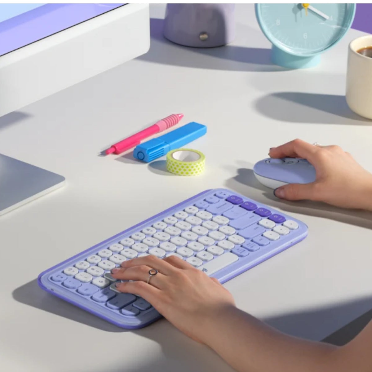 TECLADO LOGITECH + MOUSE POP ICON BLUETOOTH/WIRELESS ESPAÑOL / COPILOT/ LILA