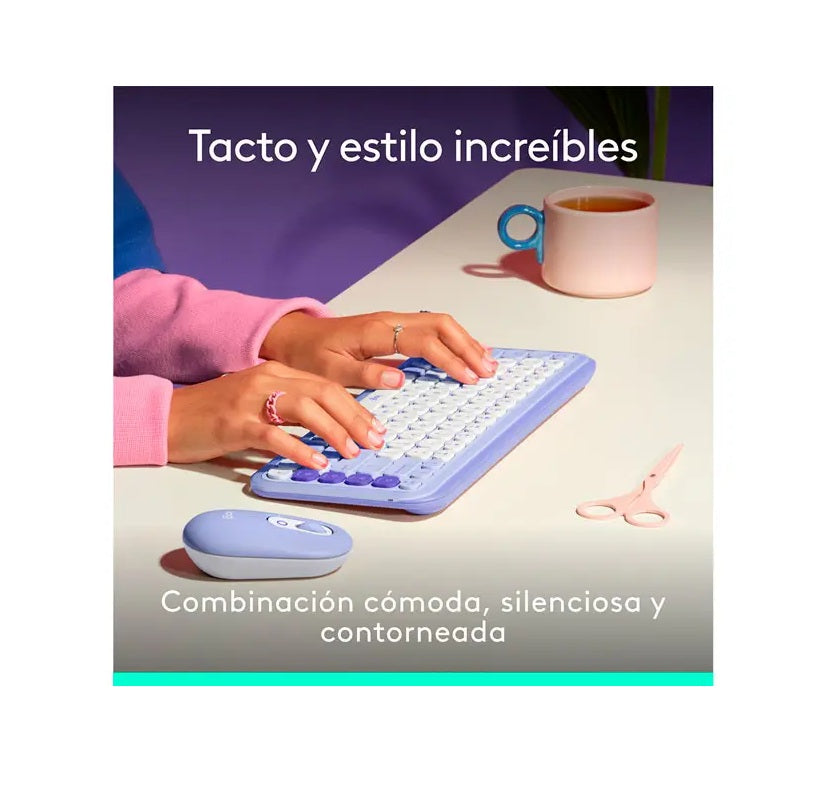 TECLADO LOGITECH + MOUSE POP ICON BLUETOOTH/WIRELESS ESPAÑOL / COPILOT/ LILA