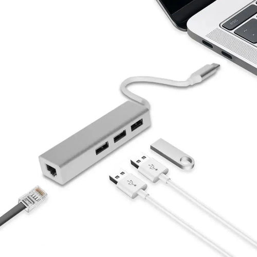 Adaptador Tipo C a Internet (RJ45) + HUB USB 3.0