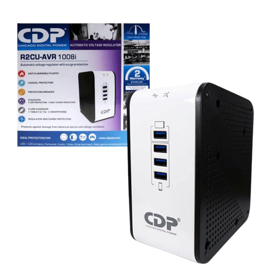 Estabilizador CDP R2CU-AVR1008I 1000VA/500W 8 Salidas 4 Puertos USB