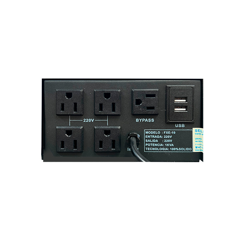 Estabilizador Elise - Fase FXE-10 Sólido 1.0kVA 4 tomas a 220VAC 1 toma By-pass