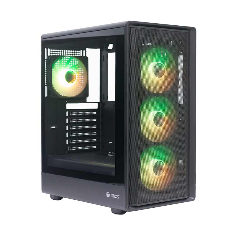 Case sin fuente gamer TEROS TE-1323G ITX M-ATX ATX 3.5" y 2.5"