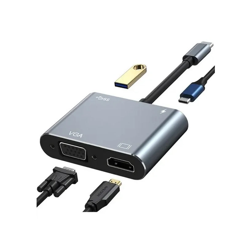Adaptador Tipo C 4 en 1 HDMI VGA Tipo C USB3.0